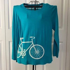 Long Turquoise Light Weight Sweater with Bike